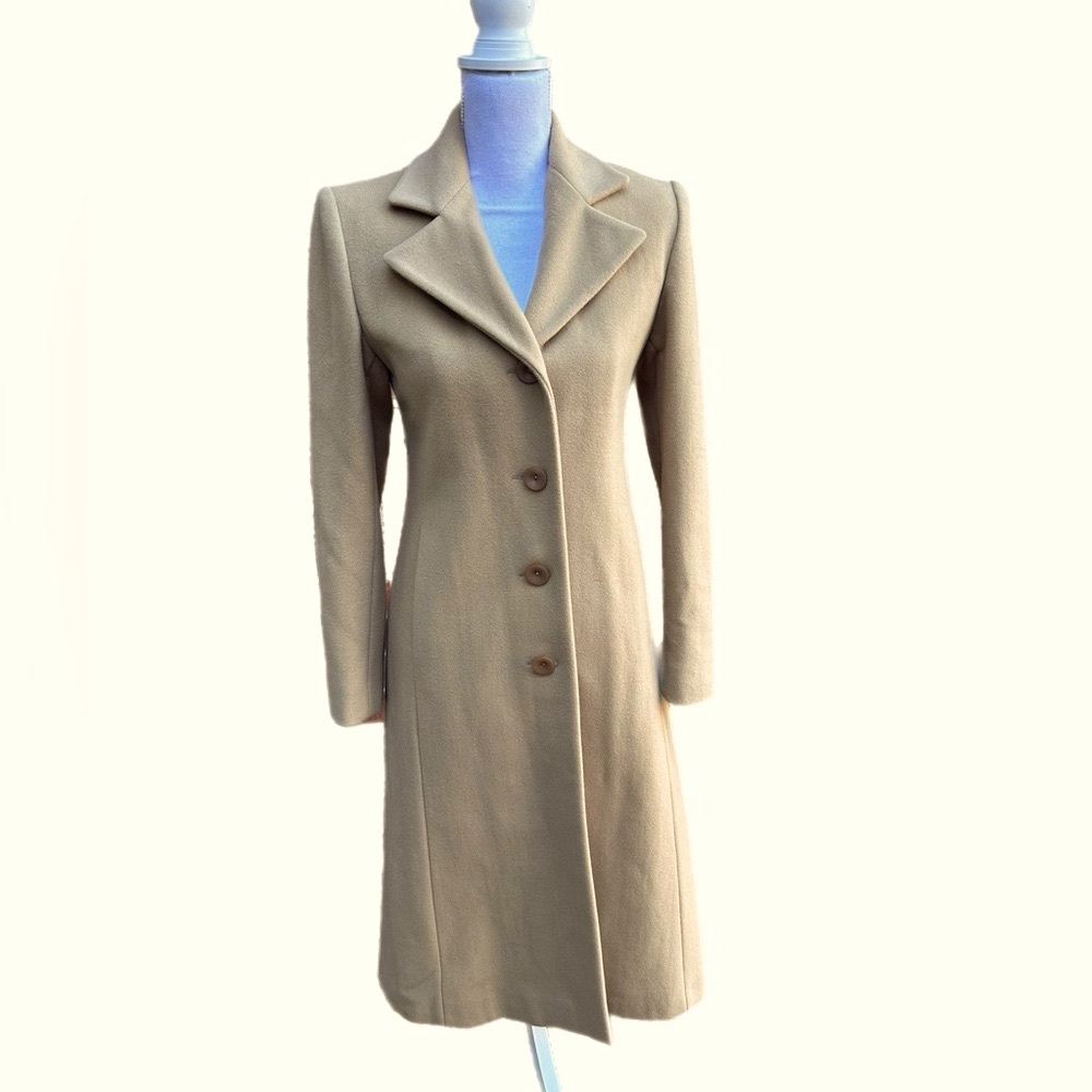 Vintage Jones New York Full Length Wool Cashmere Blend Coat in Camel -2P - Picture 1 of 9